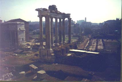 Eight columns remain from the Temple of Saturn